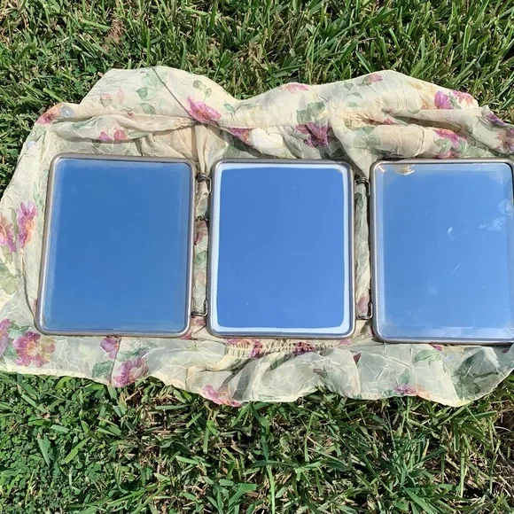 Vintage French Triptych 1950’s Tri-Fold Vanity Barber Mirror - Picture 7 of 17